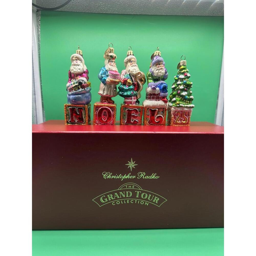 Christopher Radko NOEL Ornaments Set Of 5  Santa Christmas 2000 Grand Tour READ